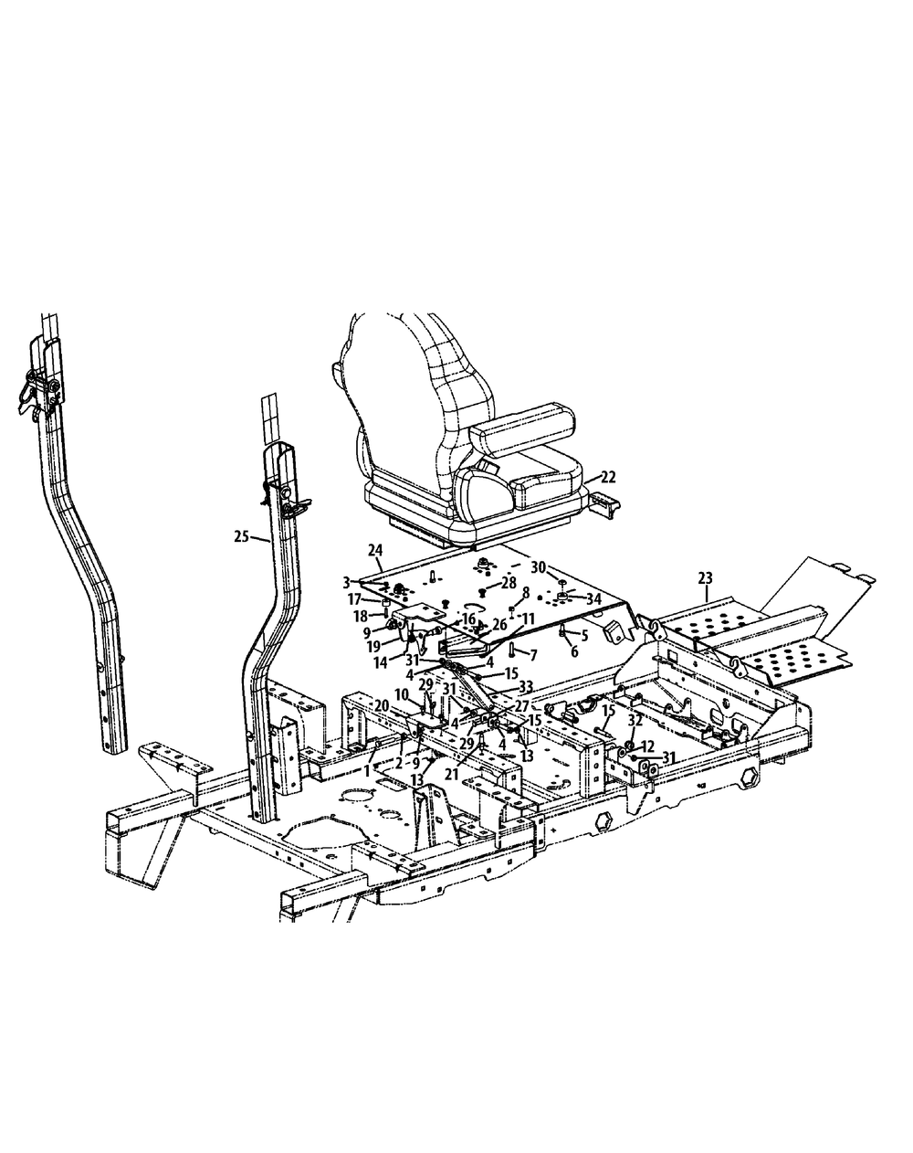 Seat Assembly Diagram and Parts List for S6031-KW 53DI8DU6050-31HP Cub Cadet Lawn Tractor